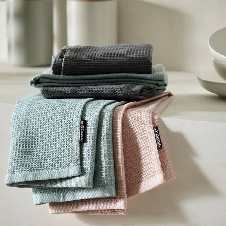 Habitat Waffle Pack of 5 Tea Towel - Multicolour 0