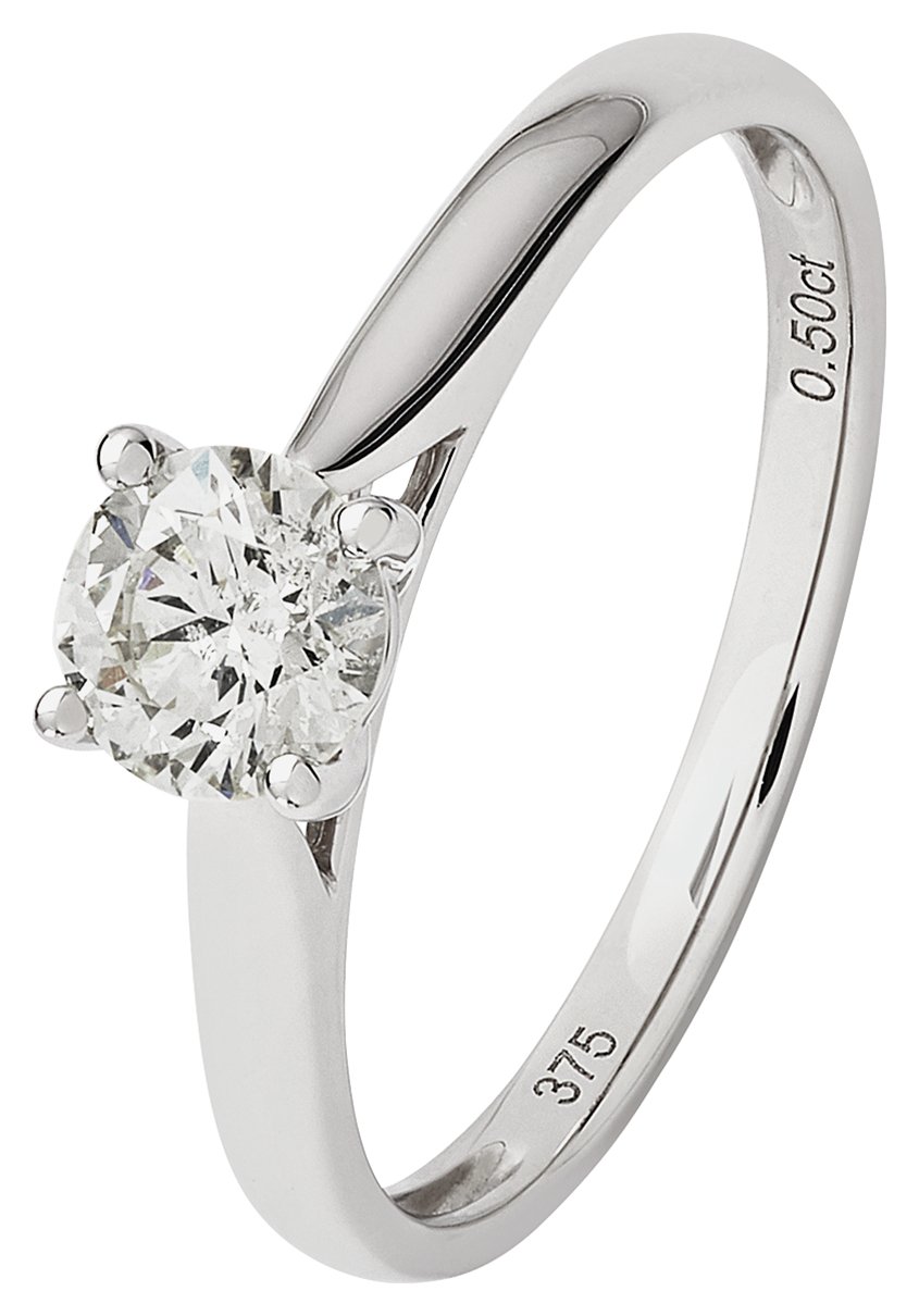 Revere 9ct White Gold 0.50ct  Diamond Engagement Ring - S