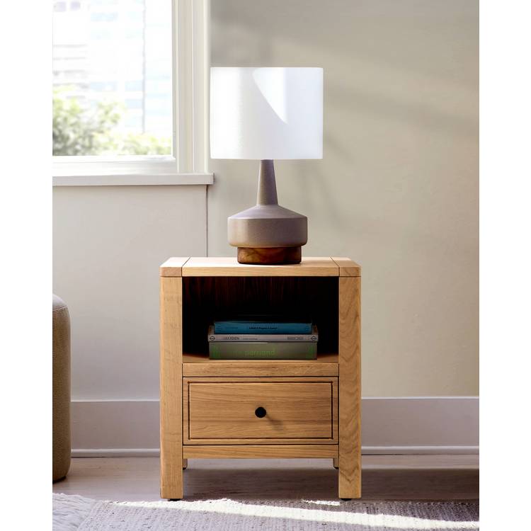 Habitat Finchley 1 Drawer Bedside Table - Oak 0