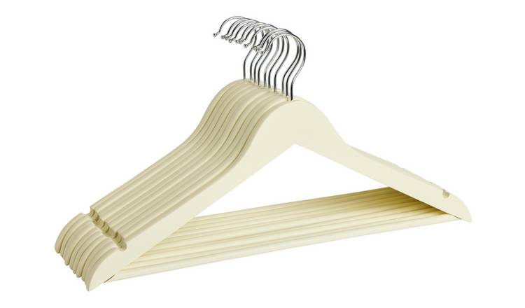 Argos Home Wooden Pack of 10 Hangers - Cream