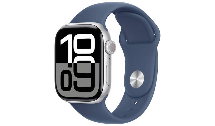 Apple Watch Series 10 GPS 42mm Silver Denim Sport Band - M/L