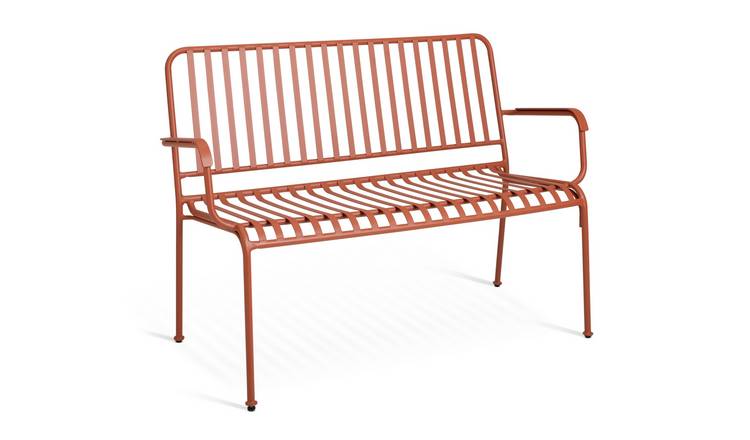 Habitat Indu 2 Seater Metal Garden Bench - Red