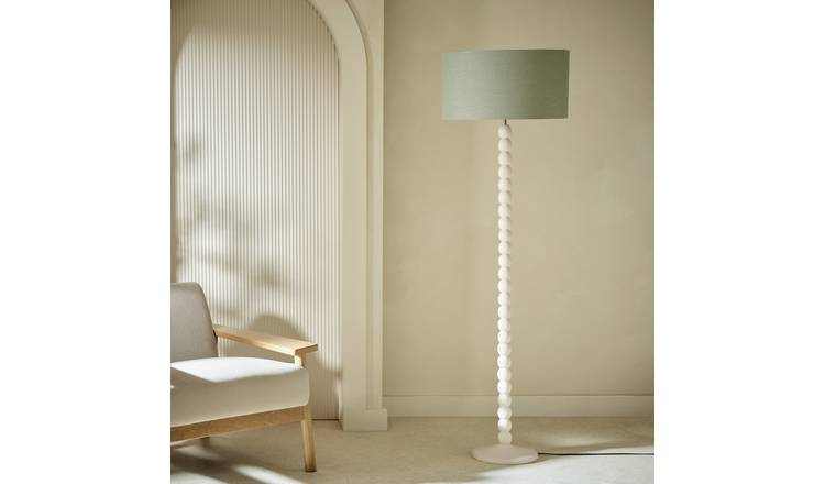 Habitat Bobbin Mango Wood Floor Lamp Base Only - Ivory