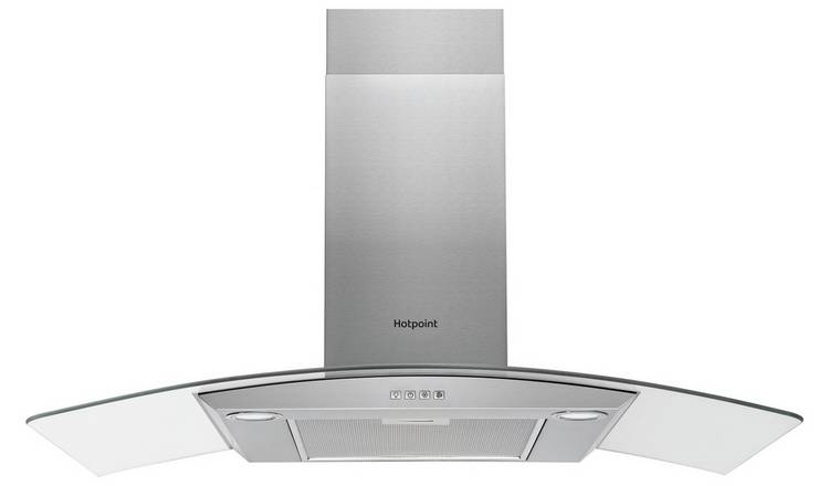 Hotpoint PHGC9.4FLMX Curved Glass Hood - Stainless Steel