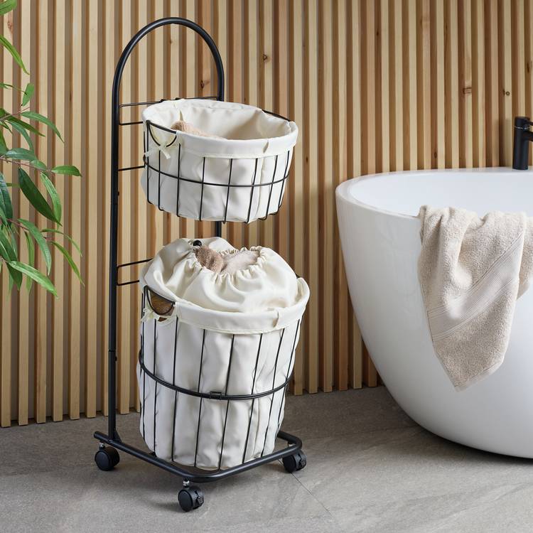Argos Home 37 litre Laundry Basket Trolley - Black 0