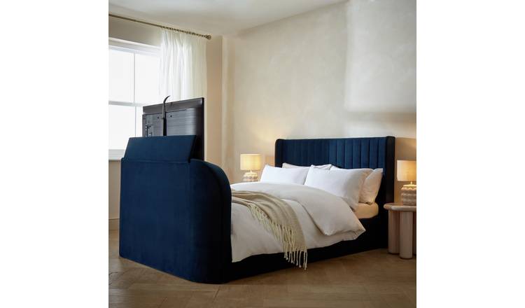 Argos Home Farnham Superking Side Lift TV Ottoman Bed - Navy