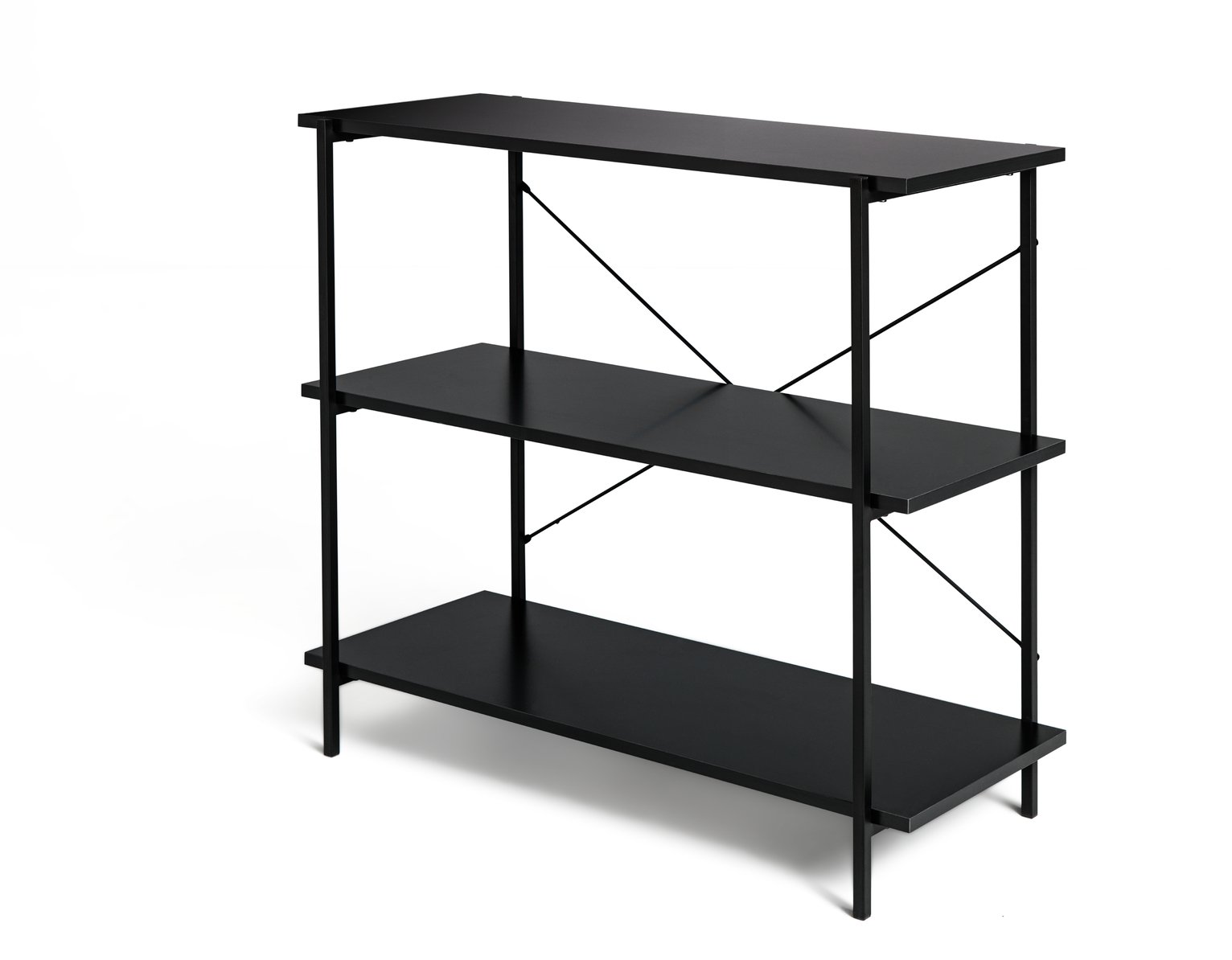 Buy Habitat Huckley 3 Tier Steel Shelving Unit Black Bookcases And   4355665 R Z001A