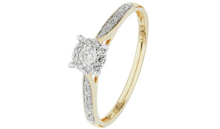 Revere 9ct Gold 0.15ct Diamond Engagement Ring - Q