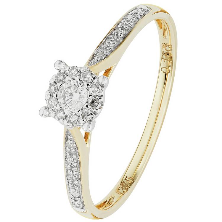 Revere 9ct Gold 0.15ct Diamond Engagement Ring - Q 0