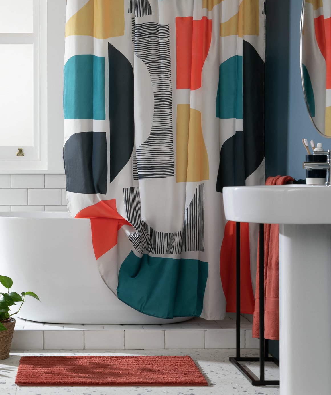 Habitat Panel Shower Curtain with anti-bacterial finish