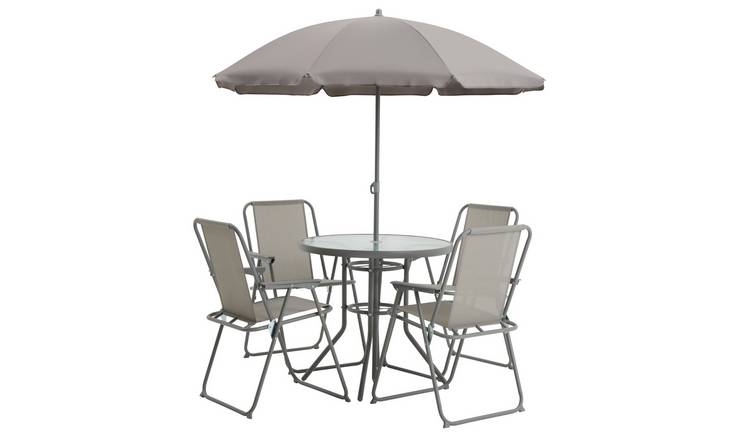 Argos Home 4 Seater Metal Patio Set - Light Grey