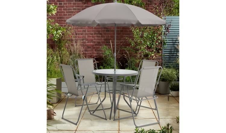 Argos Home 4 Seater Metal Patio Set - Light Grey