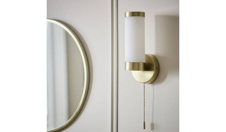 Argos Home Opal Glass Bathroom Wall Light - Brass