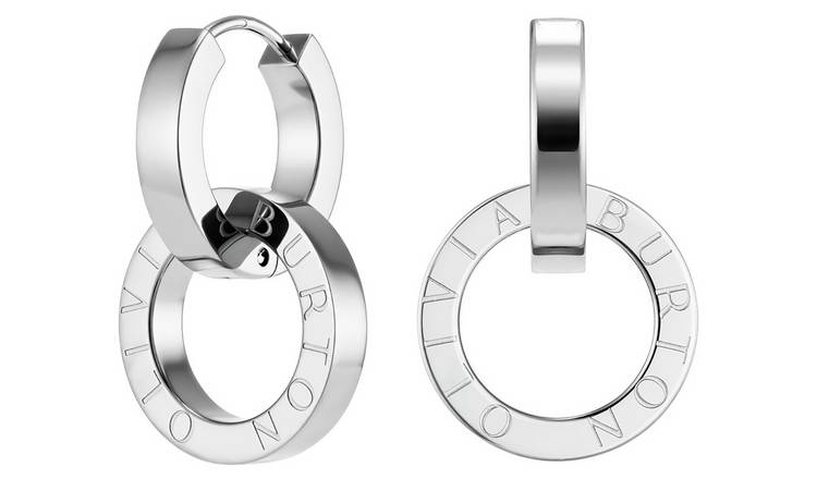 Olivia Burton Stainless Steel Honeycomb Toggle Hoop Earrings