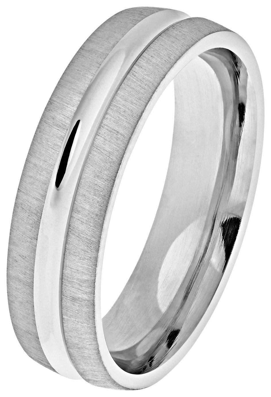 Revere Sterling Silver Matte Groove Wedding Ring - M