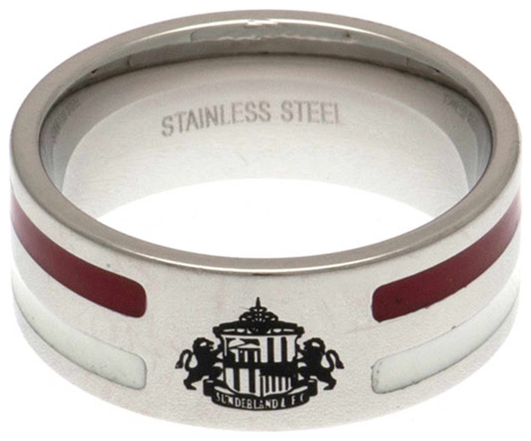 Stainless Steel Sunderland Striped Ring - Size U