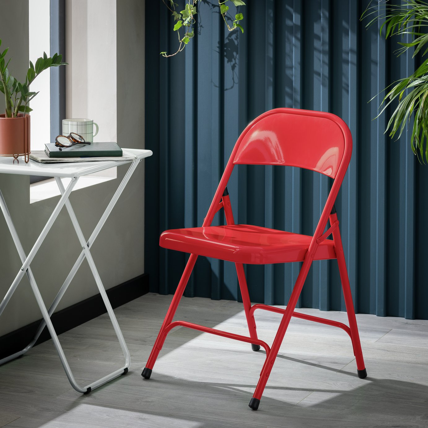 Habitat Macadam Metal Folding Chair - Red