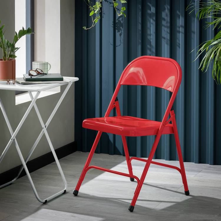 Buy Habitat Macadam Metal Folding Chair Red Dining chairs and