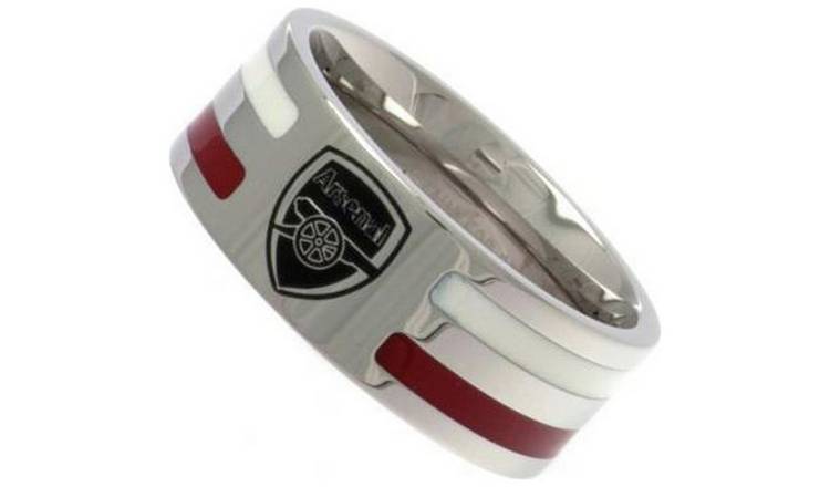 Stainless Steel Arsenal Striped Ring - Size X