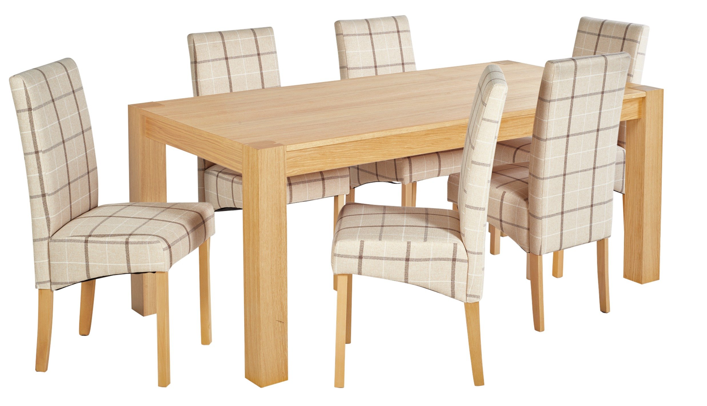 Argos Home Alston Oak Veneer Table & 6 Chairs - Check (4364058) | Argos