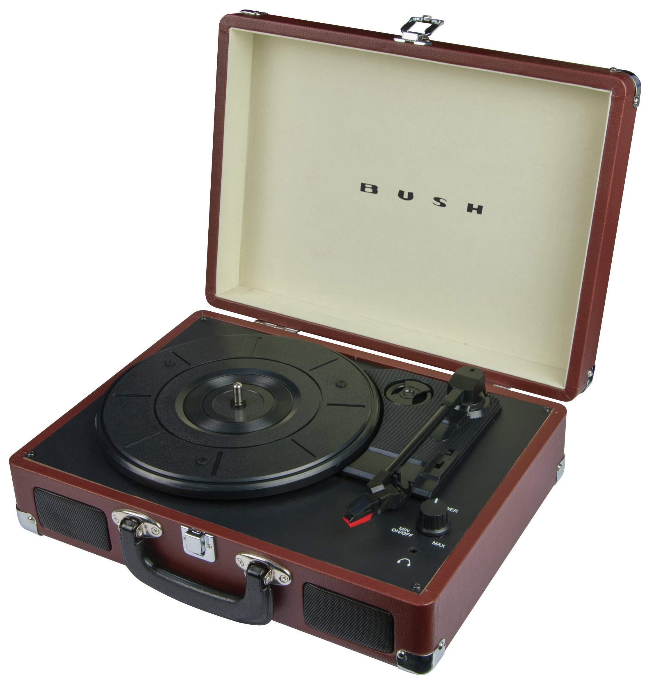 Bush Classic Retro Portable Case Record Player - Brown