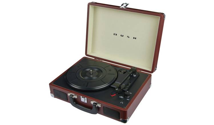 Bush Classic Retro Portable Case Record Player - Brown