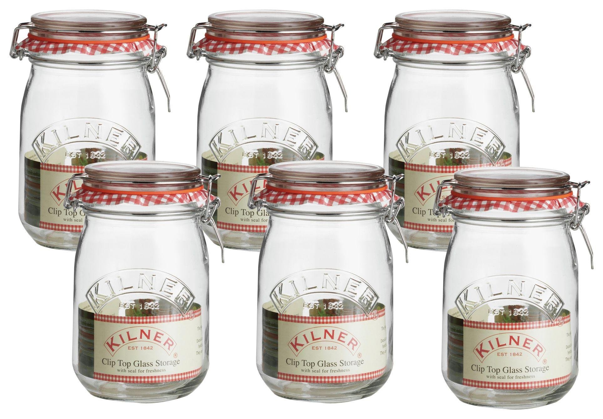 Kilner 1 Litre Round Cliptop Jars - Set of 6