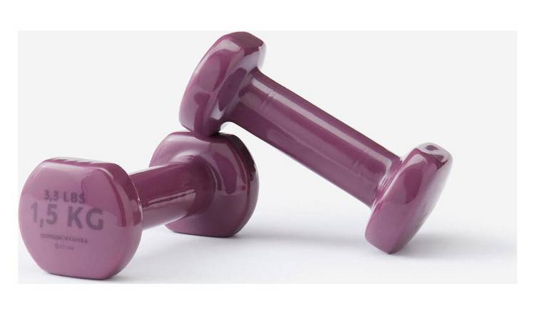 Decathlon PVC Dumbbells - 2 x 1.5kg