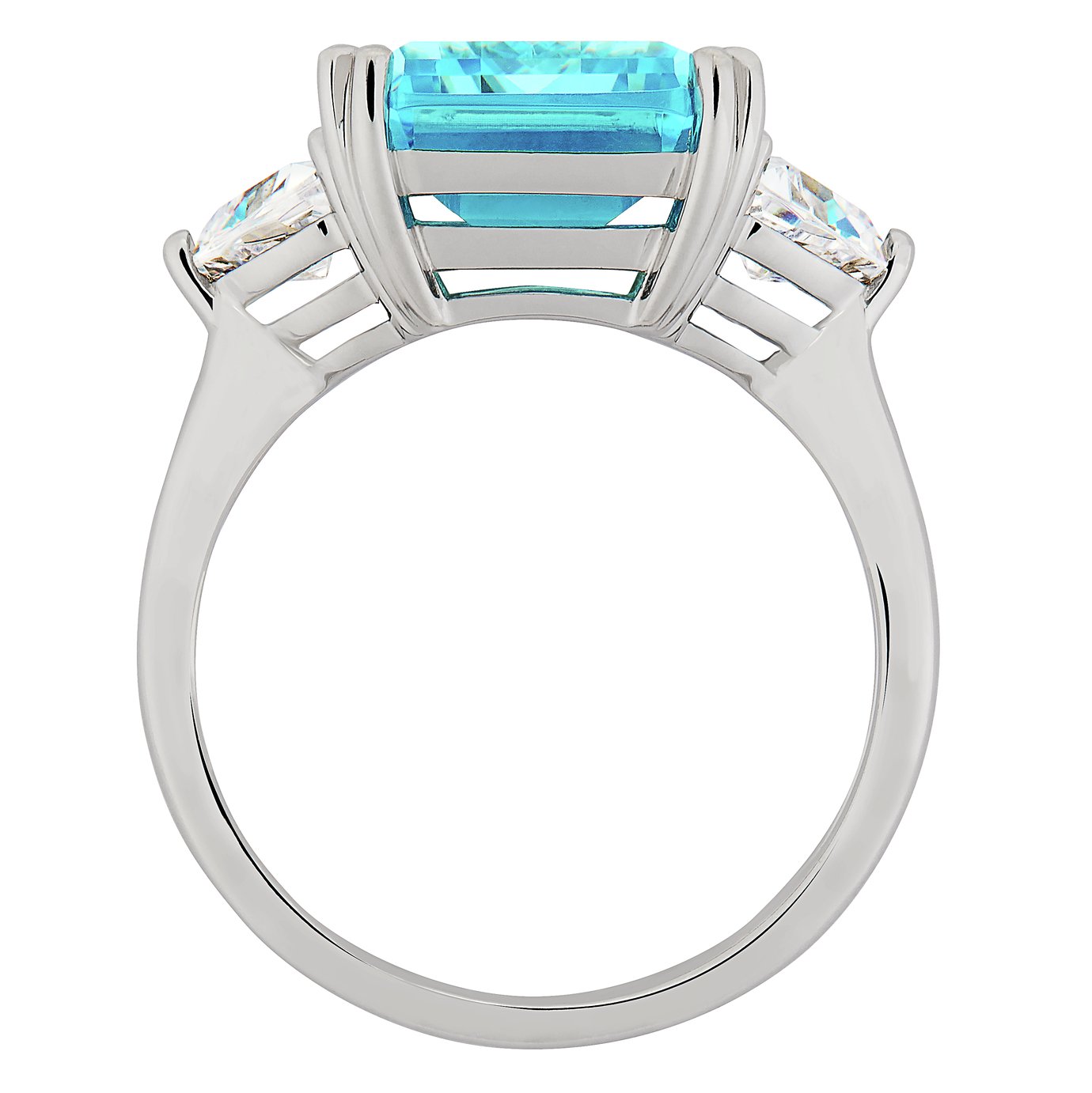 Revere Sterling Silver Emerald Cut Aquamarine Colour Ring- L Review