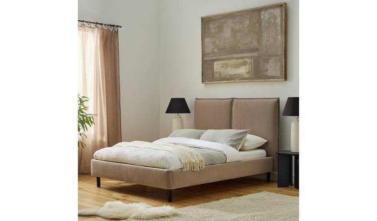 Habitat Rigby Double Velvet Bed Frame - Taupe