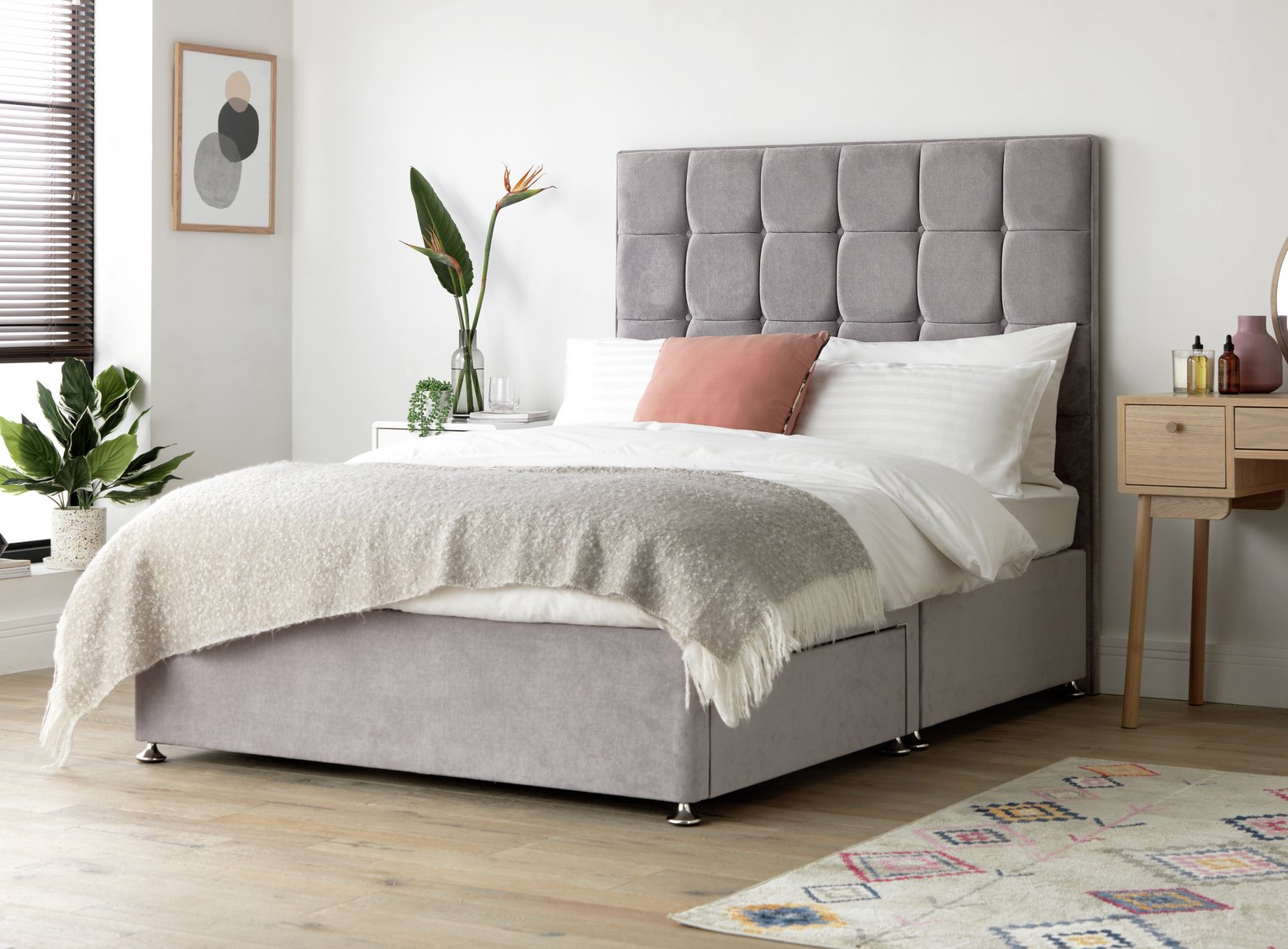 Forty Winks 2000 Pocket Sprung 2 Drw Double Divan- Seal Grey Review