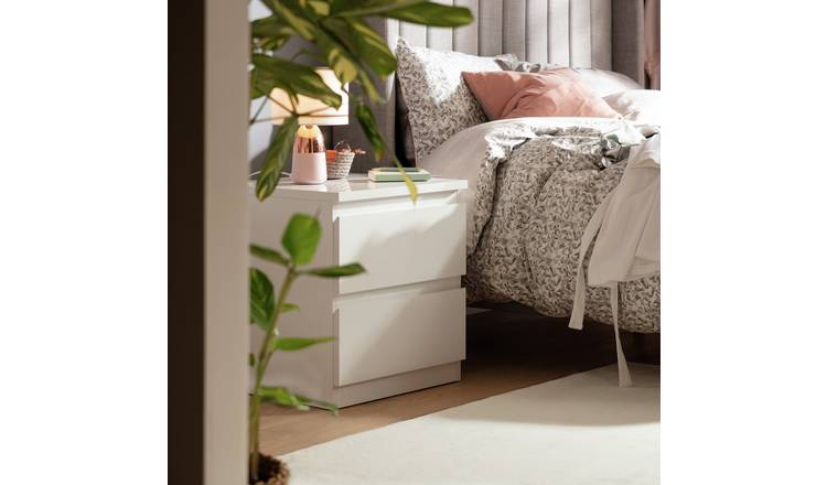 Argos Home Jenson 2 Drawer Bedside Table - Matte White