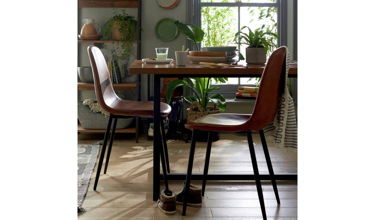 Faux leather dining on sale chairs tan