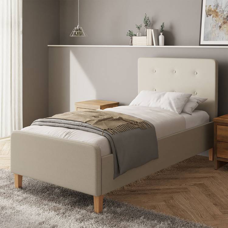 GFW Ashbourne Single Fabric Side Lift Ottoman Bed - Natural 0
