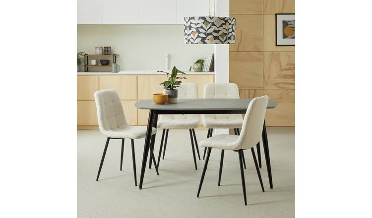 Argos Home Cobin Grey Dining Table & 4 White Chairs