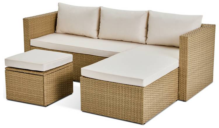 Argos Home 4 Seater Rattan Effect Garden Sofa Set- Natural