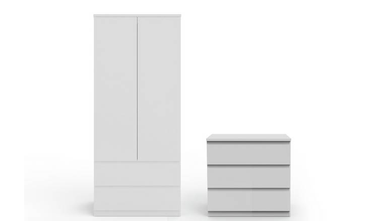 Habitat Jenson 2 Piece 2 Door Wardrobe Set - Matt White