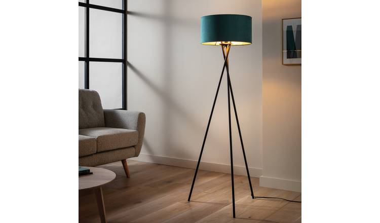 Habitat Teal Velvet & Foil Easy Fit Drum Lampshade - 40cm