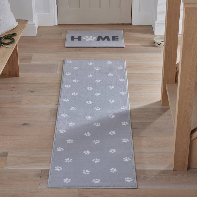 Argos Home Washable Paw Grey Runner & Mat Set - 180x57cm 0