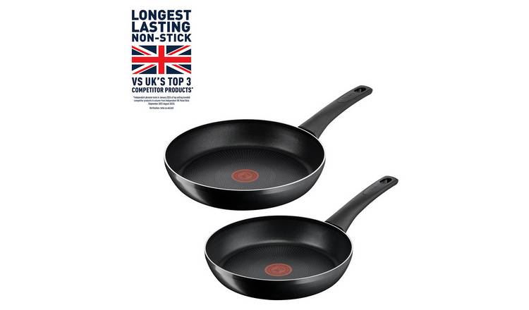 Tefal Titanium Force 2 Piece Aluminum Frying Pan Set - Black