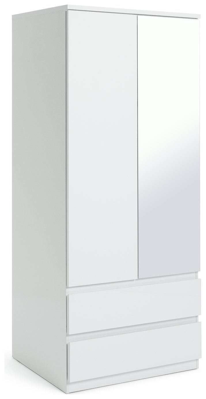 Habitat Jenson 2 Door 2 Drawer Mirror Wardrobe - Matte White