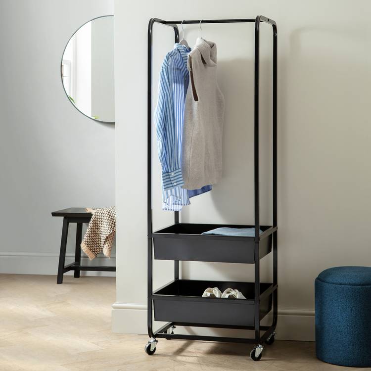Habitat Lorelei Single 2 Drawer Clothes Rail - Black 0