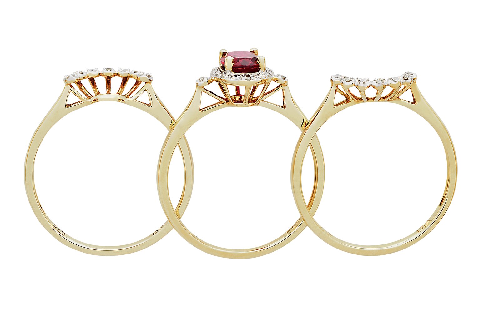 Revere 9ct Gold 3pt tw Diamond & Created Ruby Ring Set Review