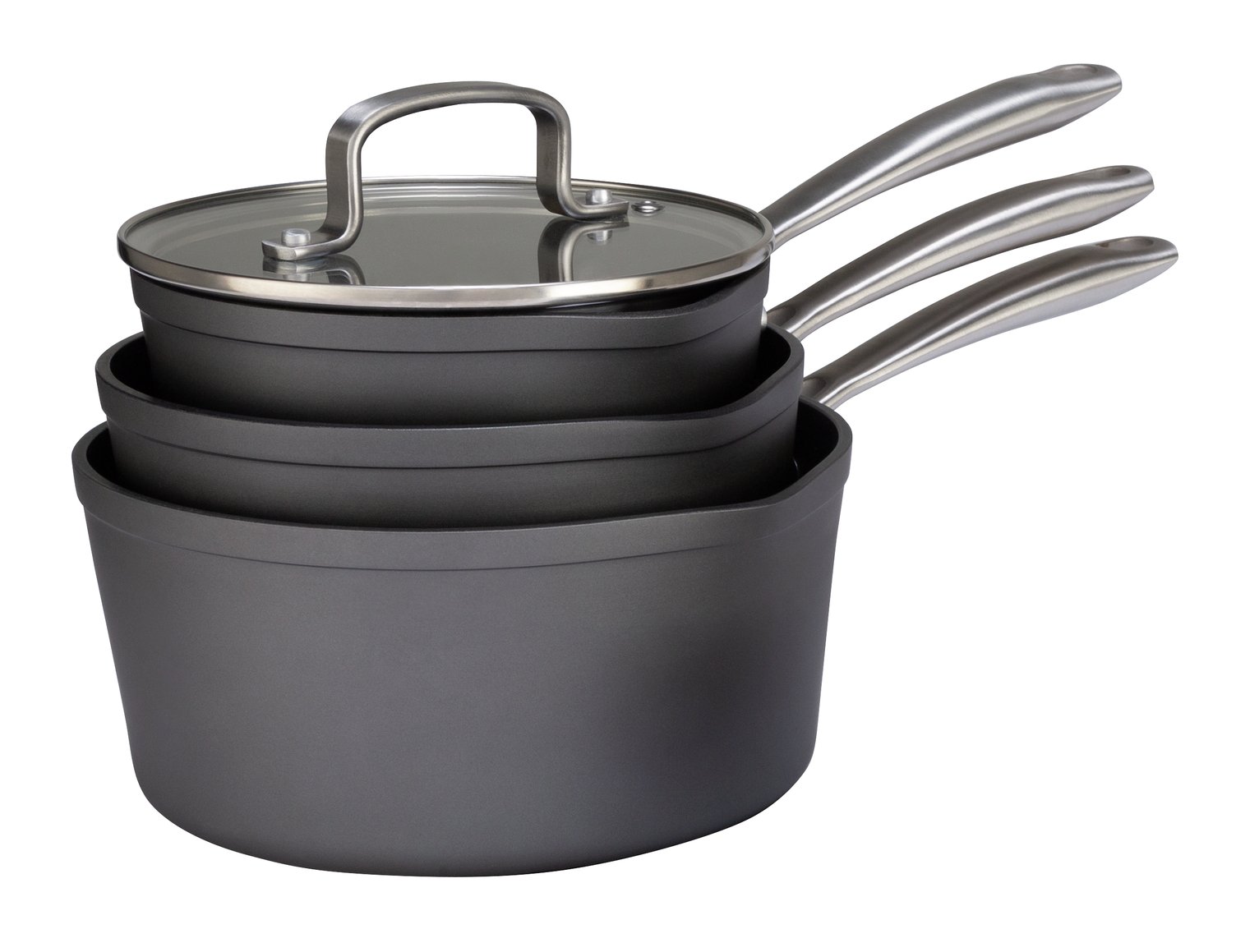 Argos Home 3 Piece Hard Anodised Aluminium Saucepan Set