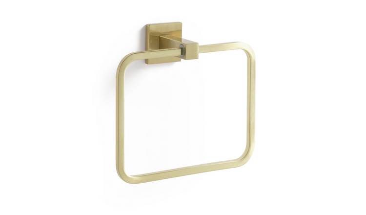 Buy Habitat Wall Mounted Towel Ring Brushed Gold Towel rails and rings Habitat