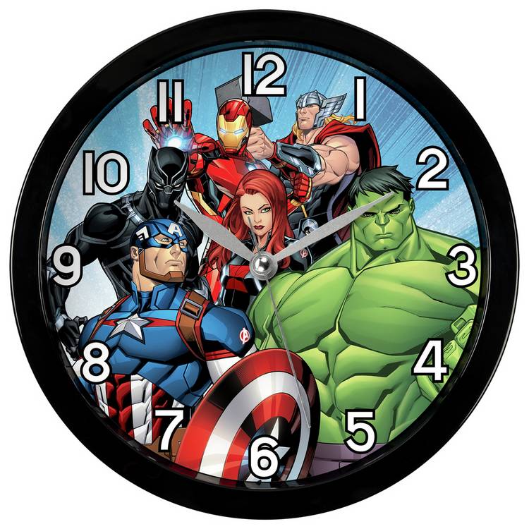 Disney Marvel Avengers Kids Wall Clock - Black 0