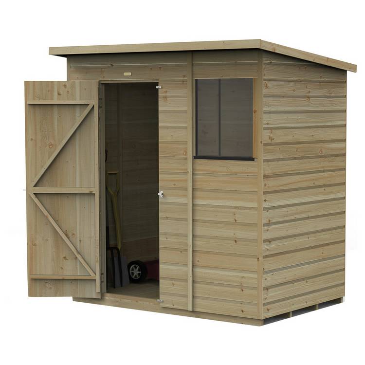 Forest Beckwood Shiplap 1 Window Pent Shed - 6 x 4ft 0