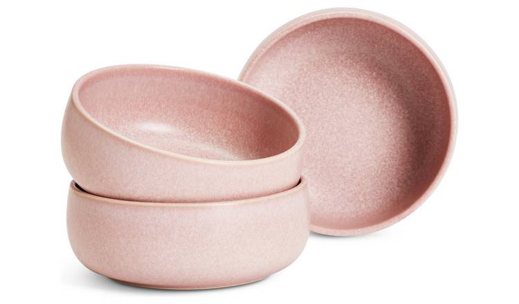 Habitat 3 Piece Reactive Stoneware Nibble Bowls - Pink