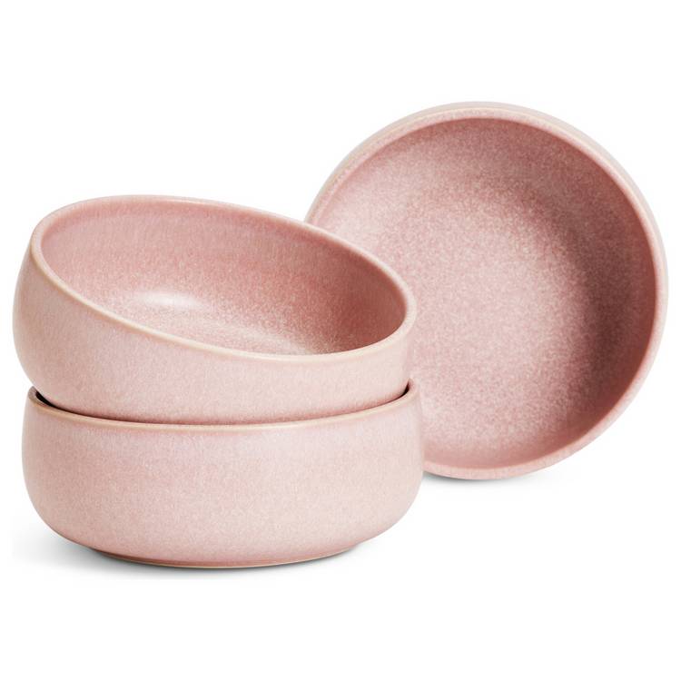 Habitat 3 Piece Reactive Stoneware Nibble Bowls - Pink 0
