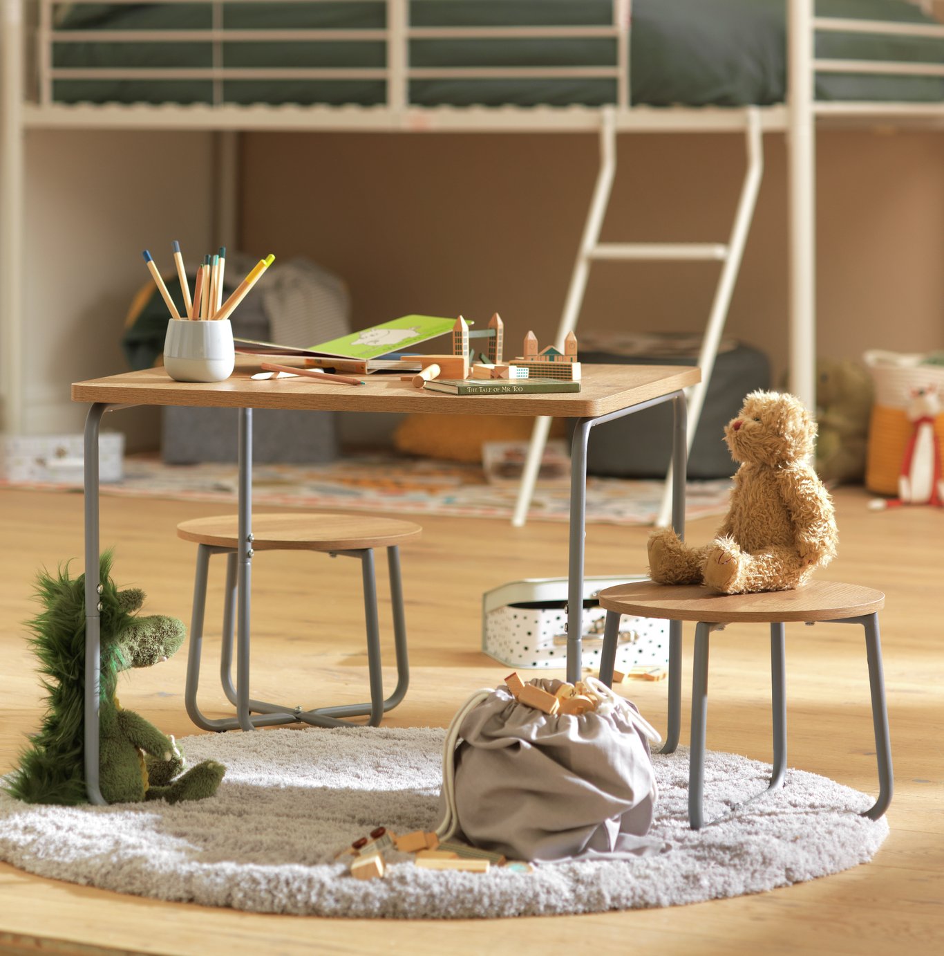 kids industrial table and chairs